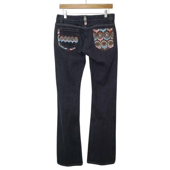 Coogi Womens Low Rise Straight Leg Jeans Size 9/10 Pink Blue Brown Embroidery - Picture 1 of 7